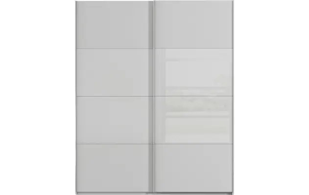 Goossens kledingkast finca combi glans mat glas grijs hoogwaardig meubelplaat - 8244438-{merk}-finca-combi-sts-grijs-schuifdeuren-01